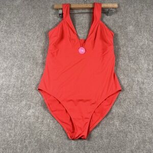 NWT Coral One Piece Swimsuit US 10 UK 14 V Neck Hidden Support Beach Resort